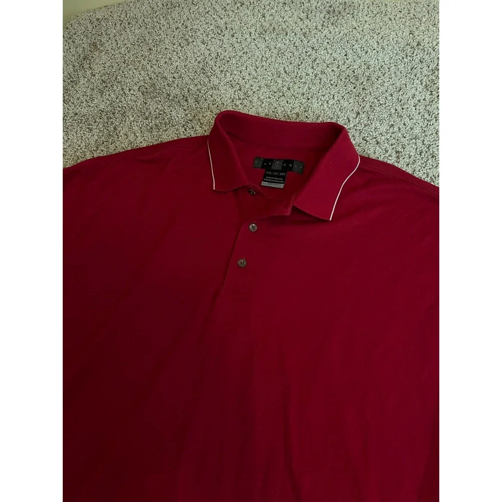 Y2K Nike Golf Men's Performance Polo XXL Red Dri-FIT Short Sleeve Golf Shirt